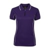 Purple White Ladies Piping Polo Shirts